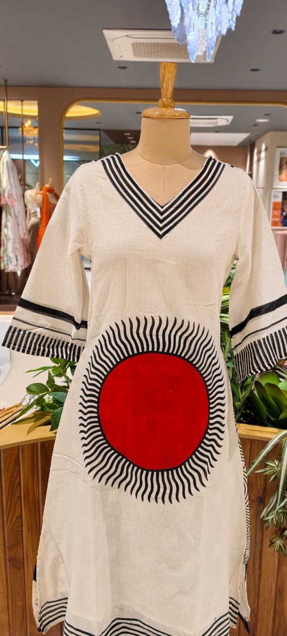 Sun Inspired Printed Kurta With Polka Dotted Pant In Premium Cotton Fabric- 14139 W68