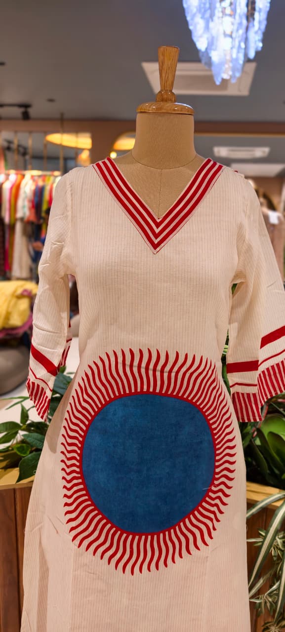 Sun Inspired Printed Kurta With Polka Dotted Pant In Premium Cotton Fabric- 14139 W68