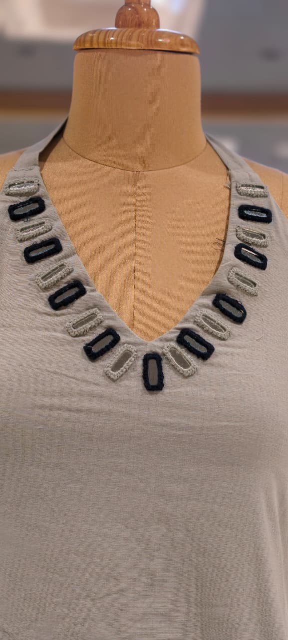 Real Mirror Halter Neckline Summer Friendly Solid Kurta Pant Set In Cotton Fabric- 14177 W76