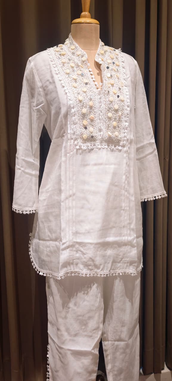 Sequin Tassel With Cut Dana Touch Yoke Elegant Co-Ord Set With Potli- 14255 W105