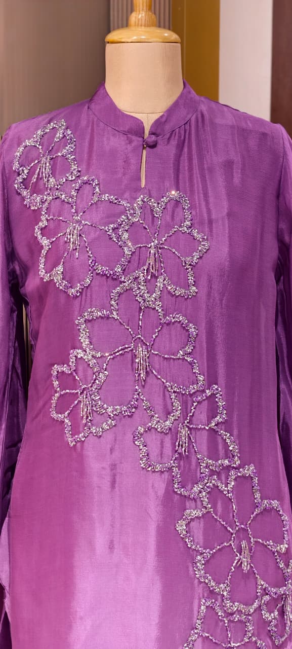 Sequin Cut Dana Tuti Fruti Look Floral Embroidered Chinon Co-Ord Sets- 14246 W115