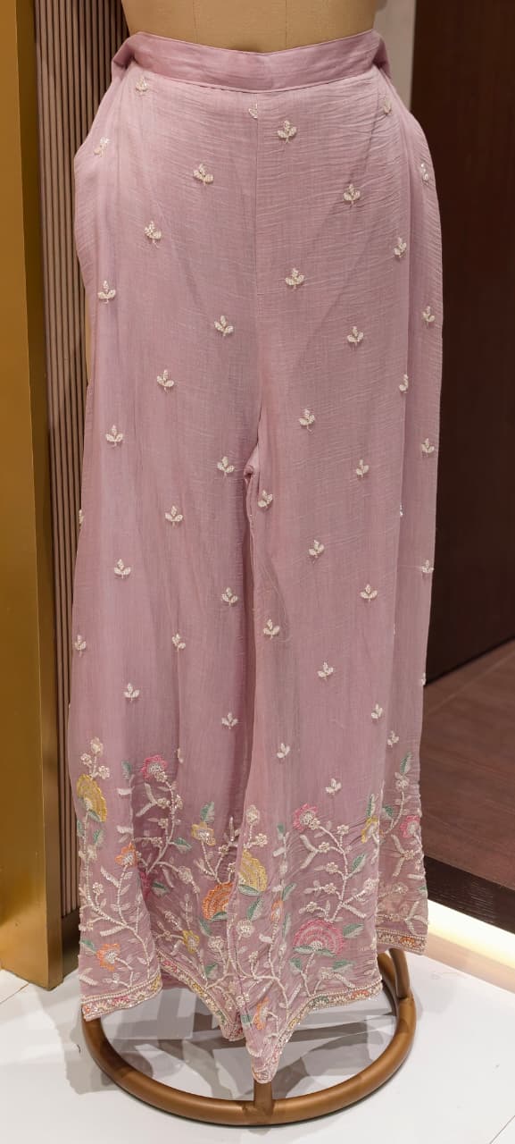 Angrakha Patterened Elegant Beads Work Designer Kurta Pant Set In Mul Chanderi Fabric- 14252 W119