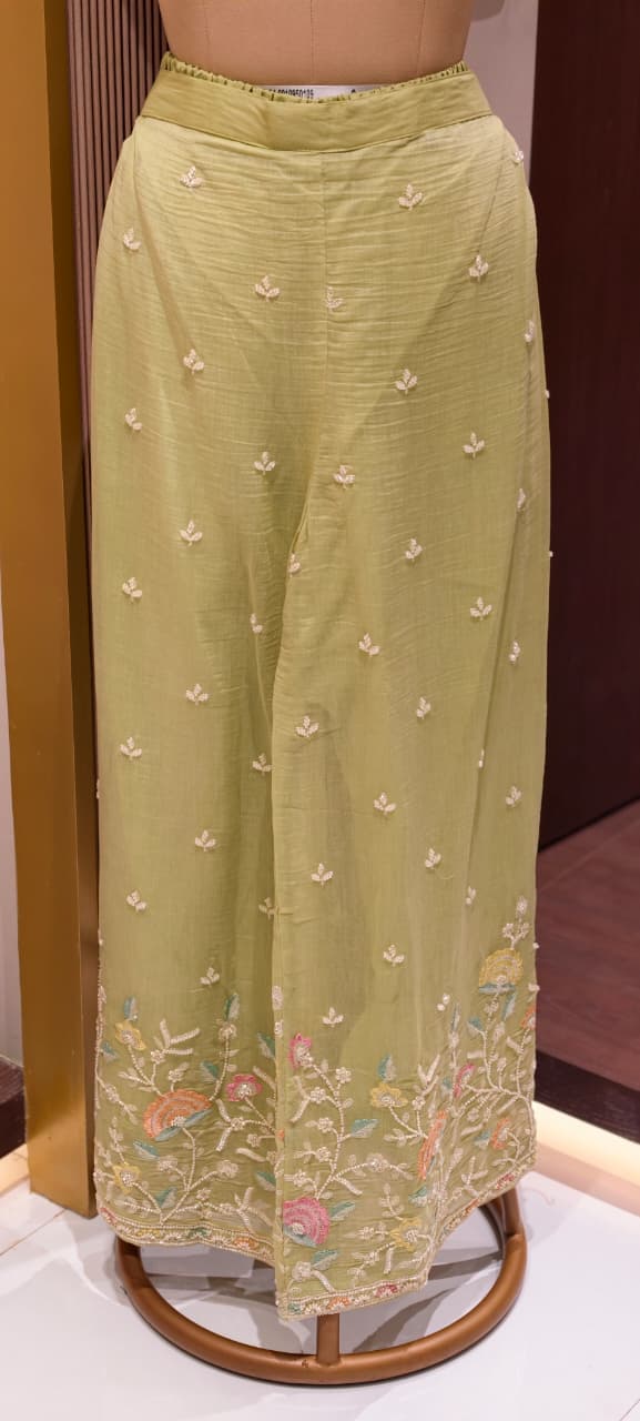 Angrakha Patterened Elegant Beads Work Designer Kurta Pant Set In Mul Chanderi Fabric- 14252 W119