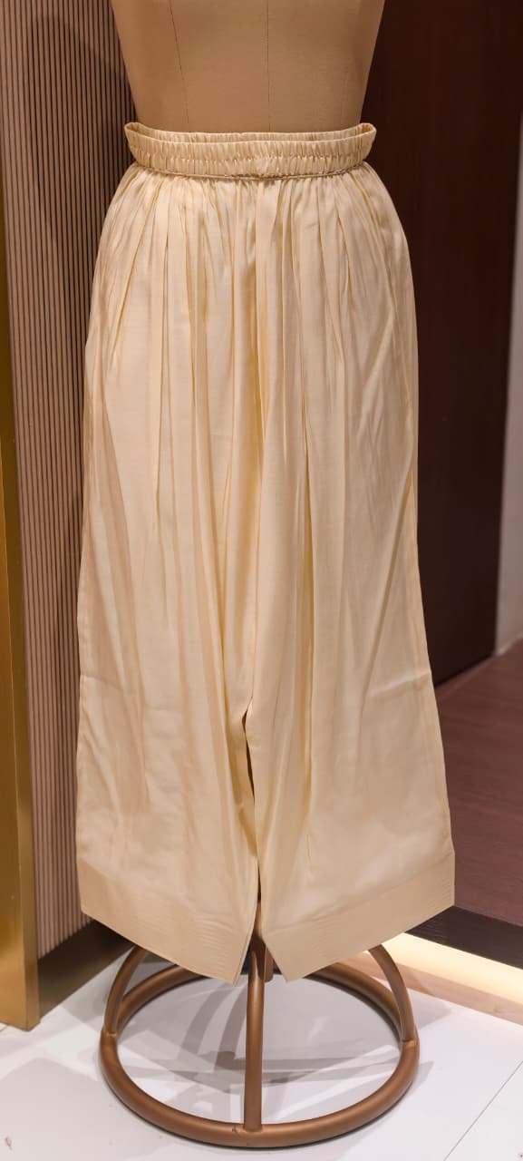 White Sheer Soft Toned Minimal Embroidery Russian Silk High Low Co-Ord Set W117