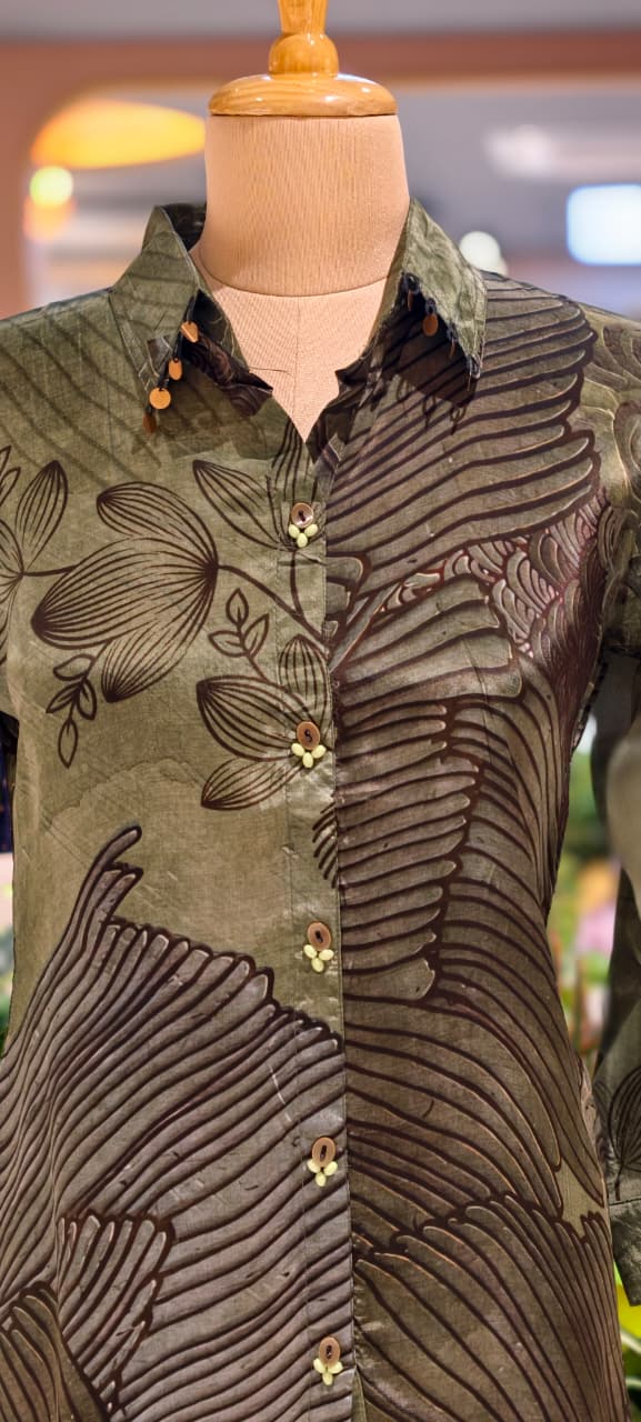 Classy Print Stunning Casual Crepe Shirt With Stylish Button & Coin Tassel-14381,87,82 W136