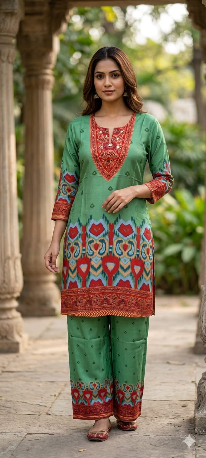 Multi Prints Premium Muslin Vibrant Casual Wear Co-Ord Sets- 14516 W154