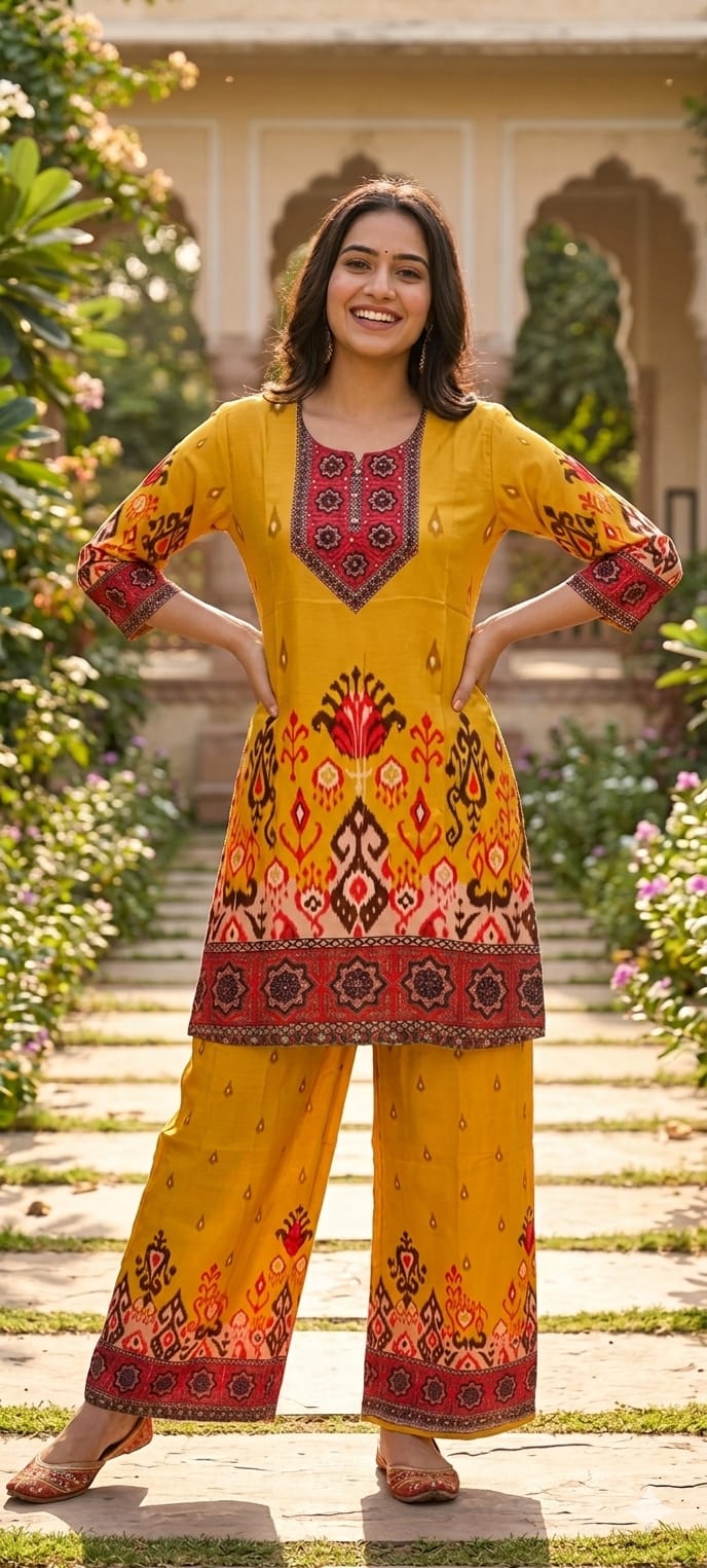 Multi Prints Premium Muslin Vibrant Casual Wear Co-Ord Sets- 14516 W154