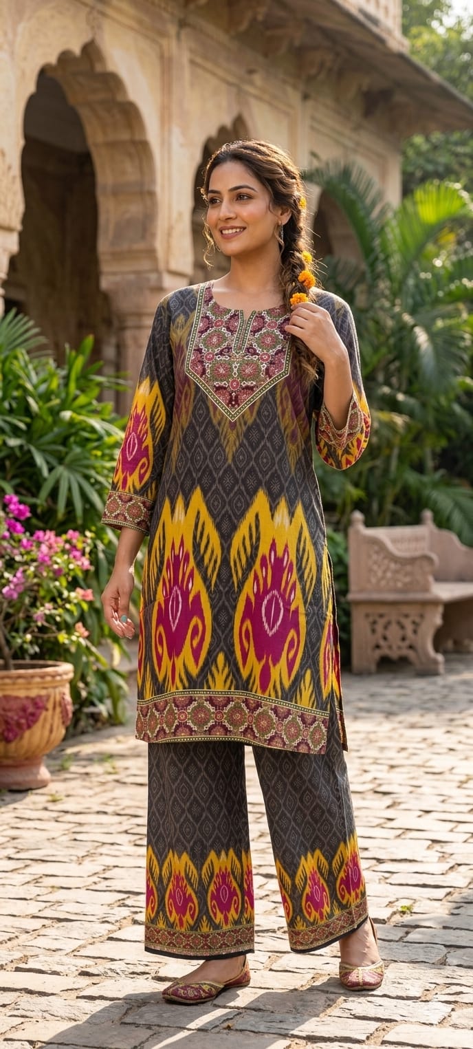 Multi Prints Premium Muslin Vibrant Casual Wear Co-Ord Sets- 14516 W154