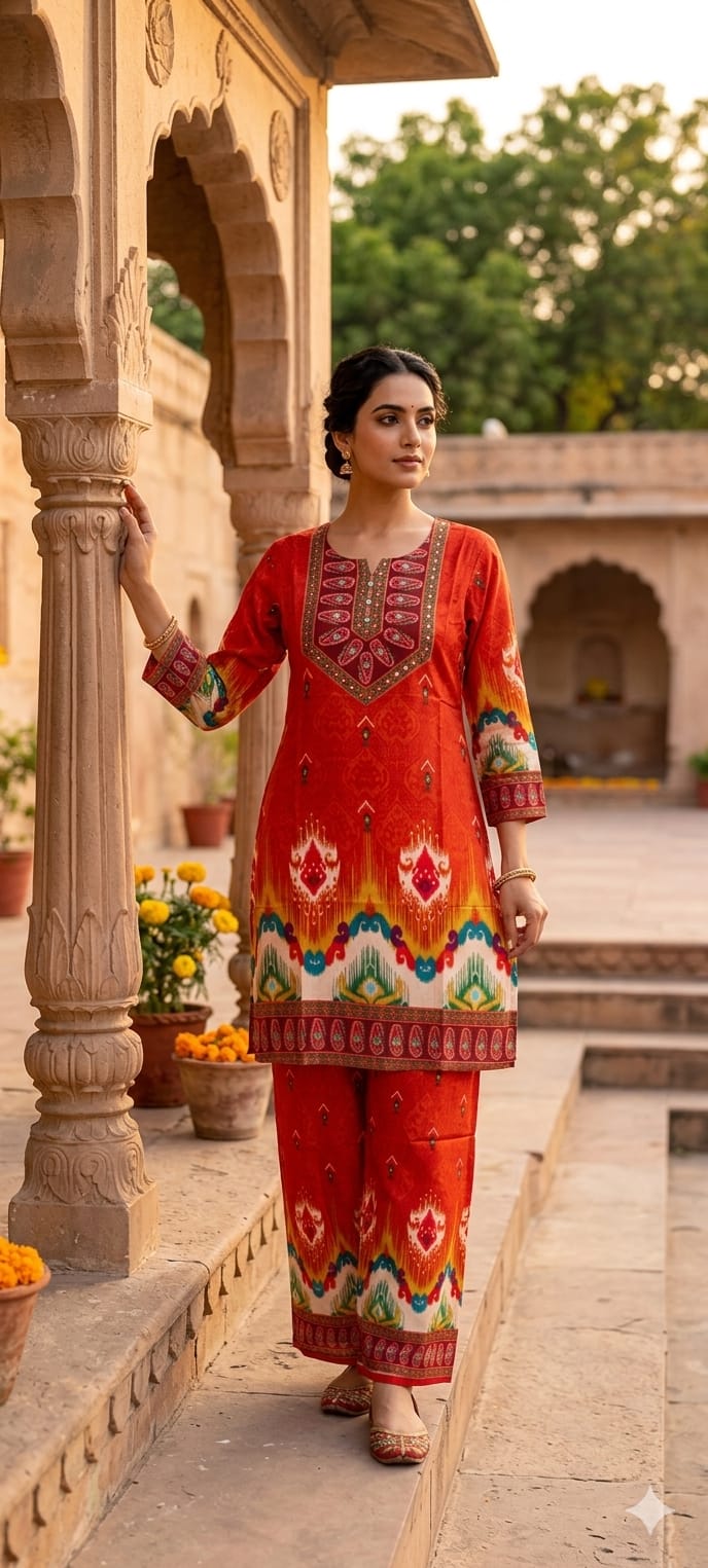 Multi Prints Premium Muslin Vibrant Casual Wear Co-Ord Sets- 14516 W154