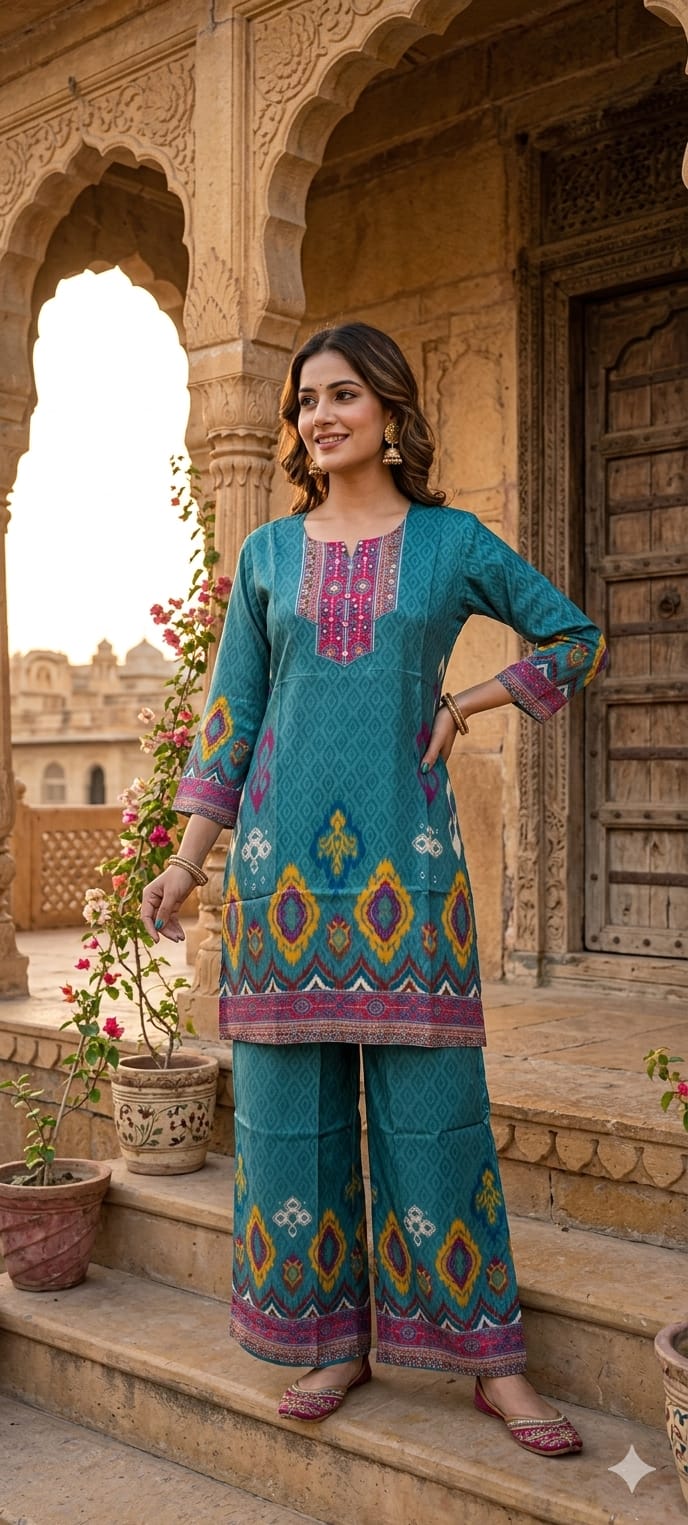 Multi Prints Premium Muslin Vibrant Casual Wear Co-Ord Sets- 14516 W154