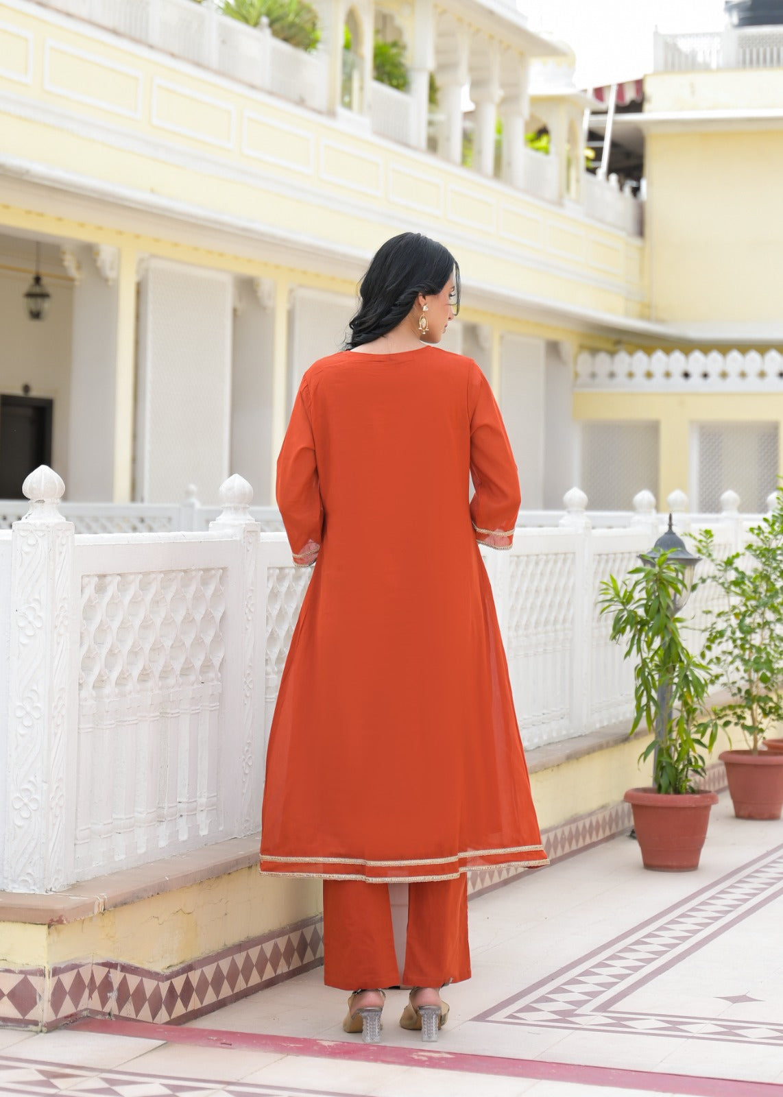 Royal Mirror Festive Glow Ensemble A-Line Mul-Cotton Full Suit Set With Dupatta- 14534 W161