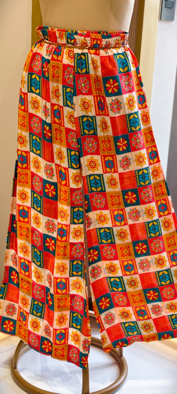 Rajasthani Inspired Patchwork High Contrast Crepe Kurta Pant Set With Pocket RB166