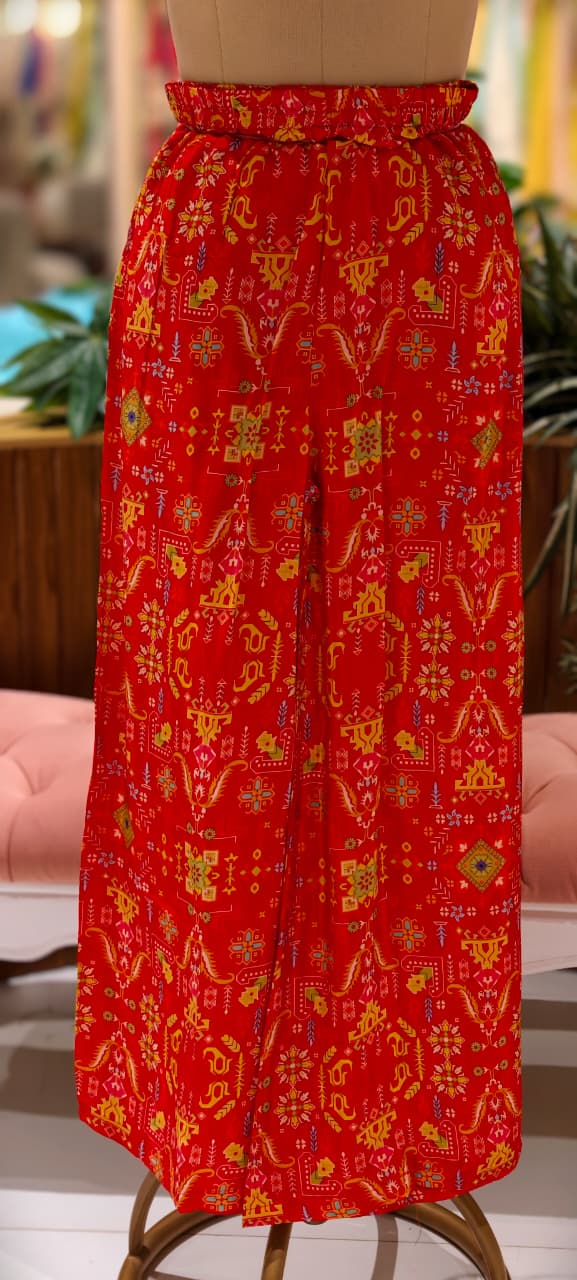 Rajasthani Inspired Patchwork High Contrast Crepe Kurta Pant Set With Pocket RB166