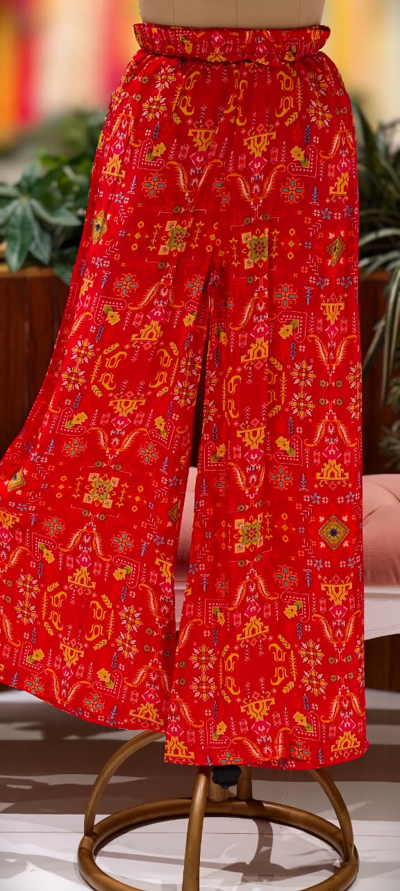 Rajasthani Inspired Patchwork High Contrast Crepe Kurta Pant Set With Pocket RB166