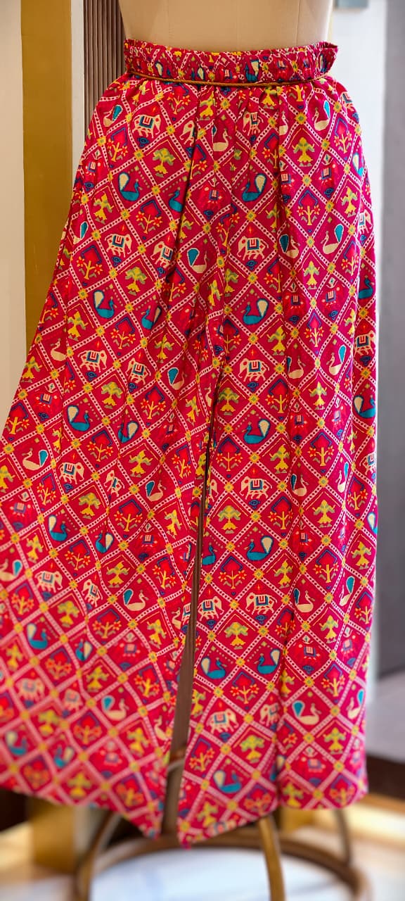 Rajasthani Inspired Patchwork High Contrast Crepe Kurta Pant Set With Pocket RB166