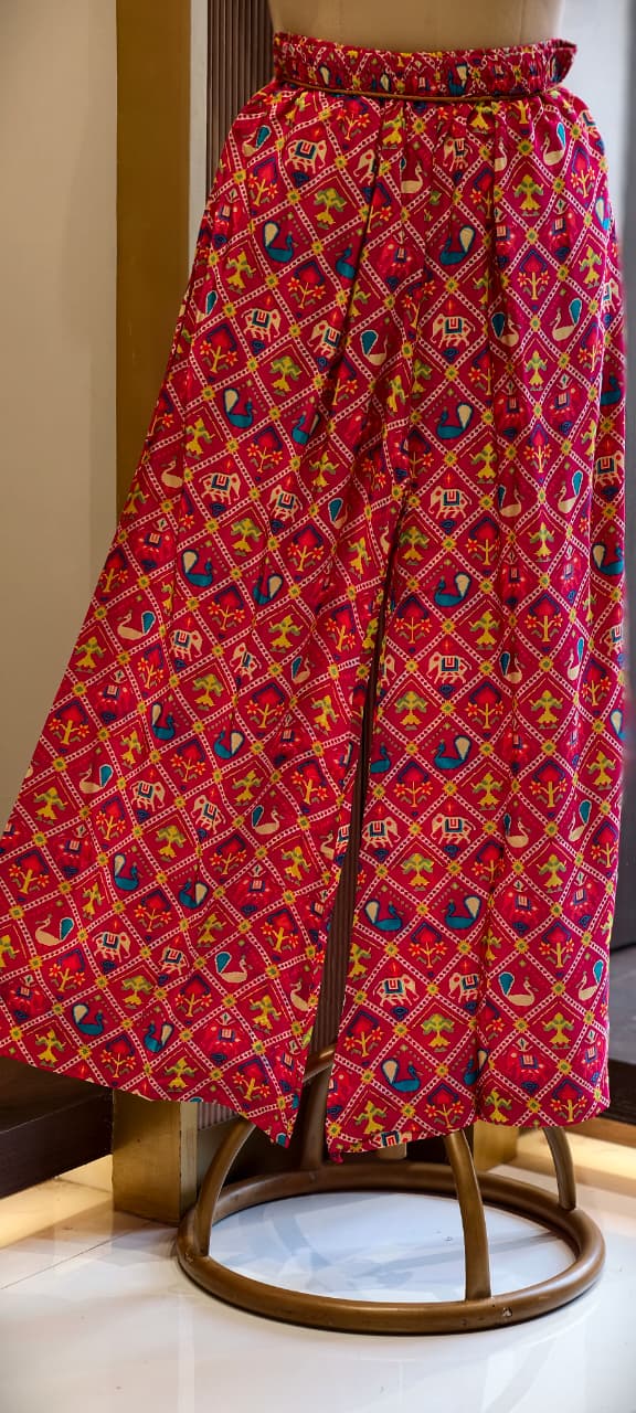 Rajasthani Inspired Patchwork High Contrast Crepe Kurta Pant Set With Pocket RB166