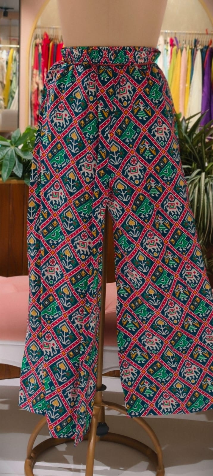 Rajasthani Inspired Patchwork High Contrast Crepe Kurta Pant Set With Pocket RB166
