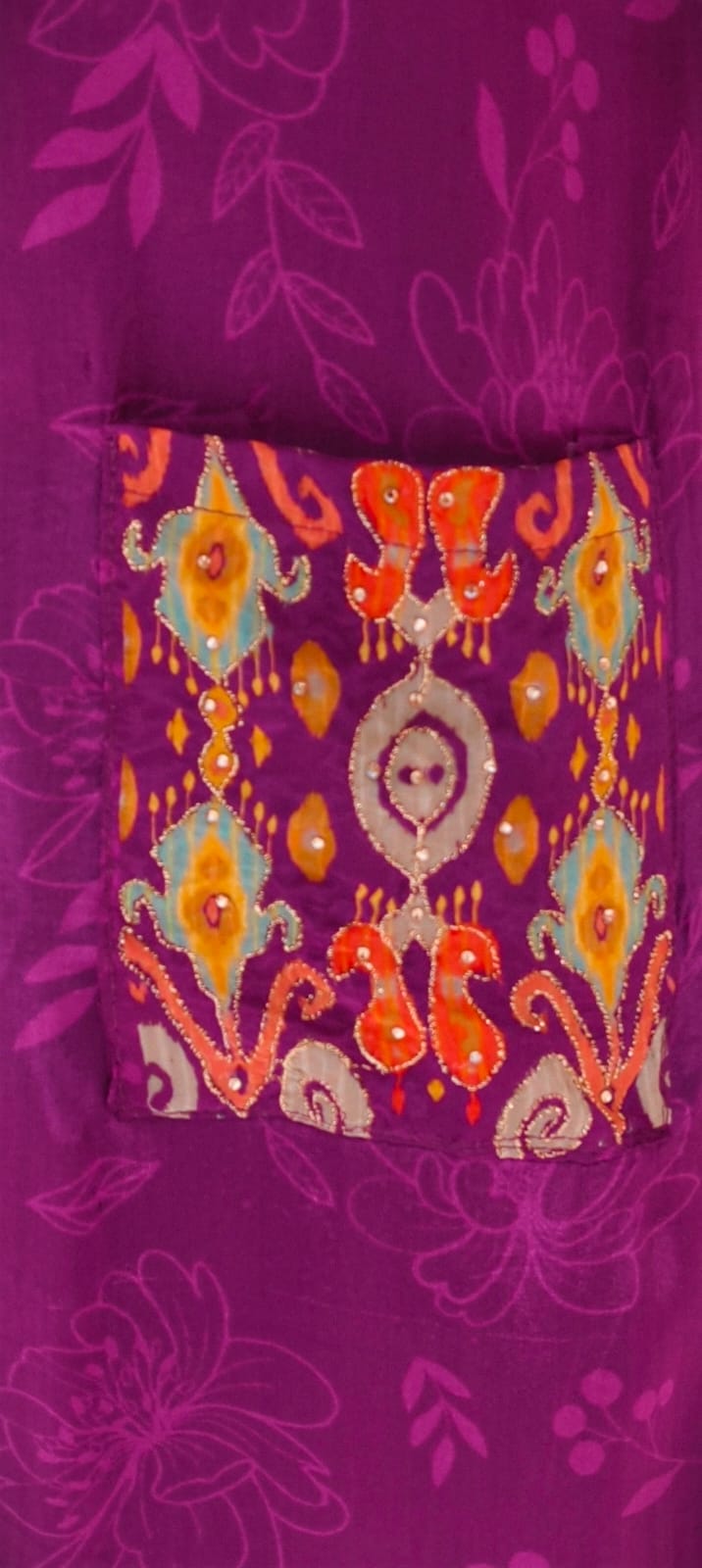Rajasthani Inspired Patchwork High Contrast Crepe Kurta Pant Set With Pocket RB166