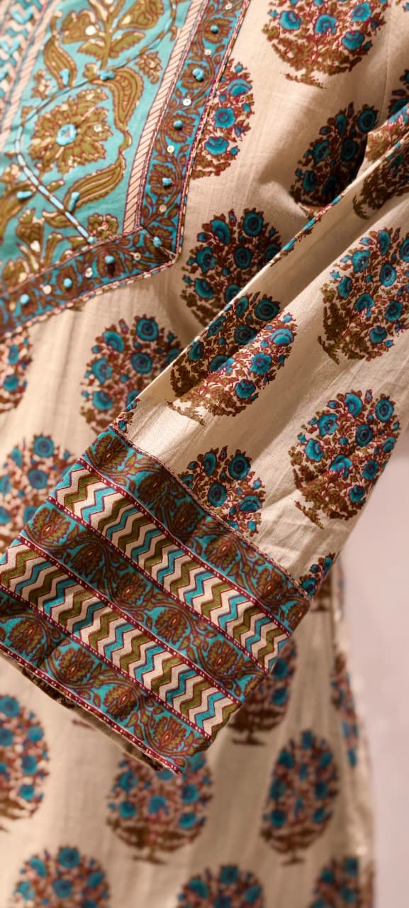 Pure Traditional Printed Ethnic Wear Cotton Full Suit Set With Dupatta- 14695 (Body Hugging)