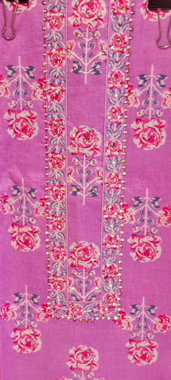 Beautiful Shades Upside Down Floral Print Premium Cotton Unstiched Dull Suit Set With Dupatta- 14378