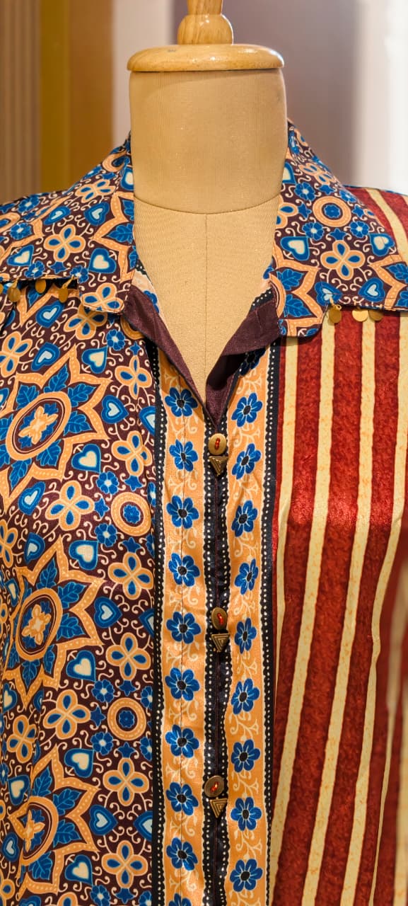 Stunning Striped Multi Block Prints Casual Crepe Shirts- 14923