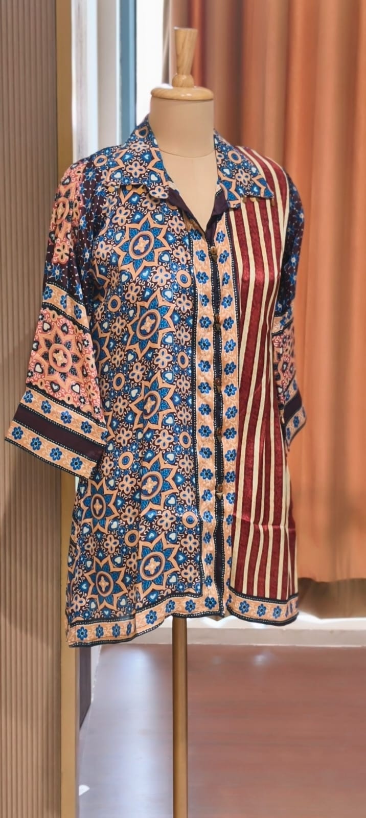 Stunning Striped Multi Block Prints Casual Crepe Shirts- 14923