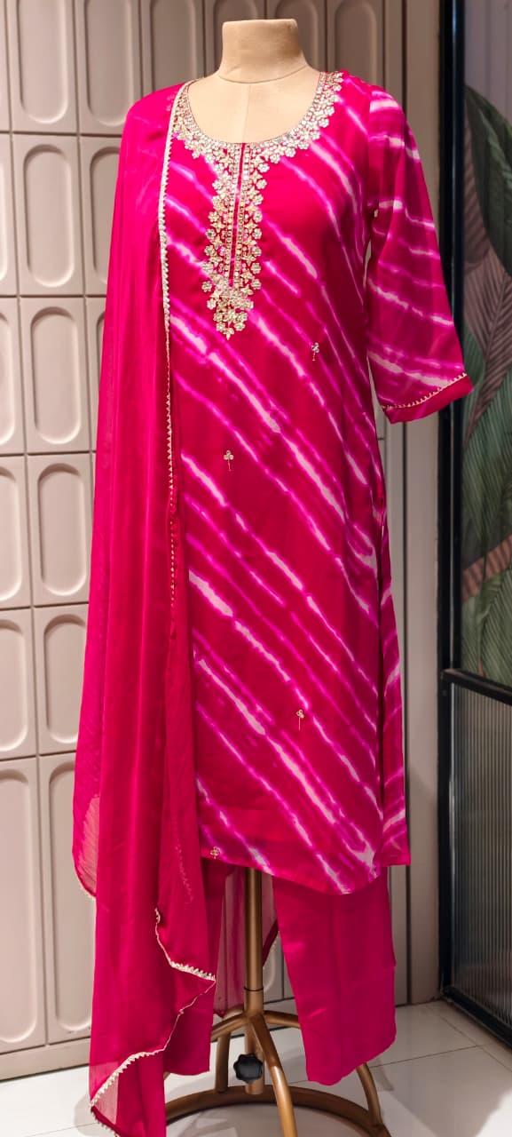 Gotta Touch Traditional Leheriya Pur Soft Georgette Full Suit Set With Dupatta- 15165