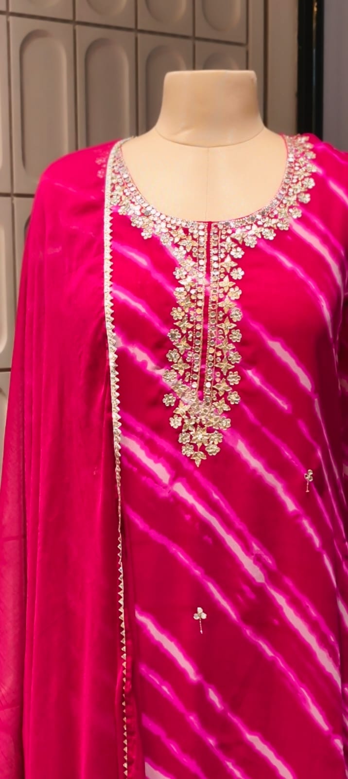 Gotta Touch Traditional Leheriya Pur Soft Georgette Full Suit Set With Dupatta- 15165