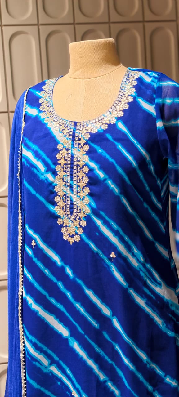 Gotta Touch Traditional Leheriya Pur Soft Georgette Full Suit Set With Dupatta- 15165