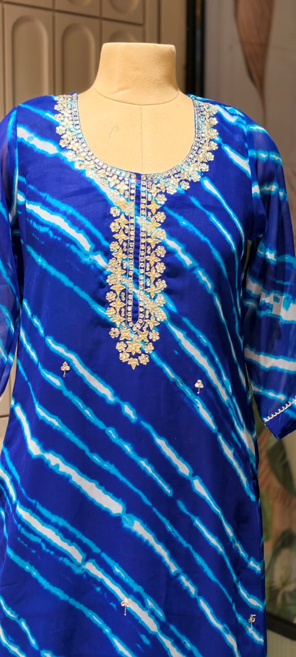 Gotta Touch Traditional Leheriya Pur Soft Georgette Full Suit Set With Dupatta- 15165