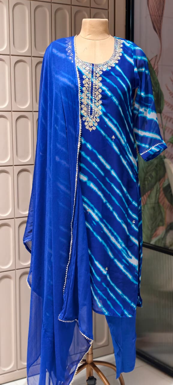 Gotta Touch Traditional Leheriya Pur Soft Georgette Full Suit Set With Dupatta- 15165