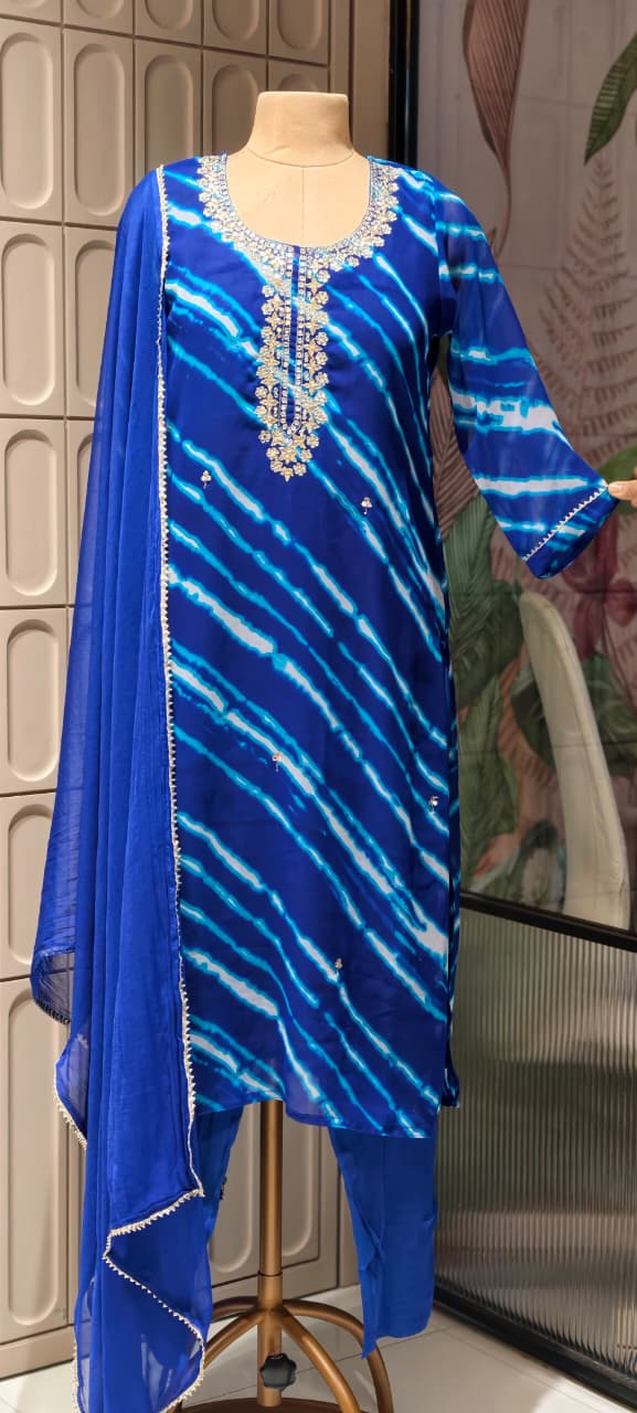 Gotta Touch Traditional Leheriya Pur Soft Georgette Full Suit Set With Dupatta- 15165