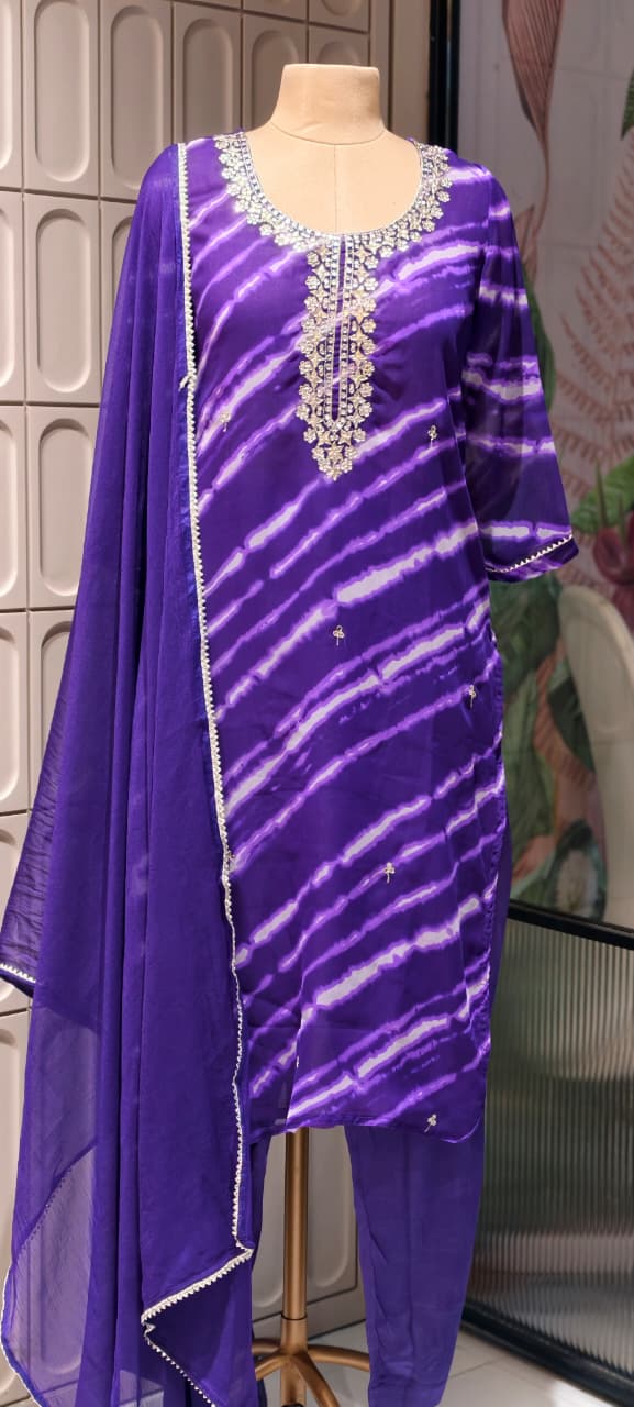 Gotta Touch Traditional Leheriya Pur Soft Georgette Full Suit Set With Dupatta- 15165