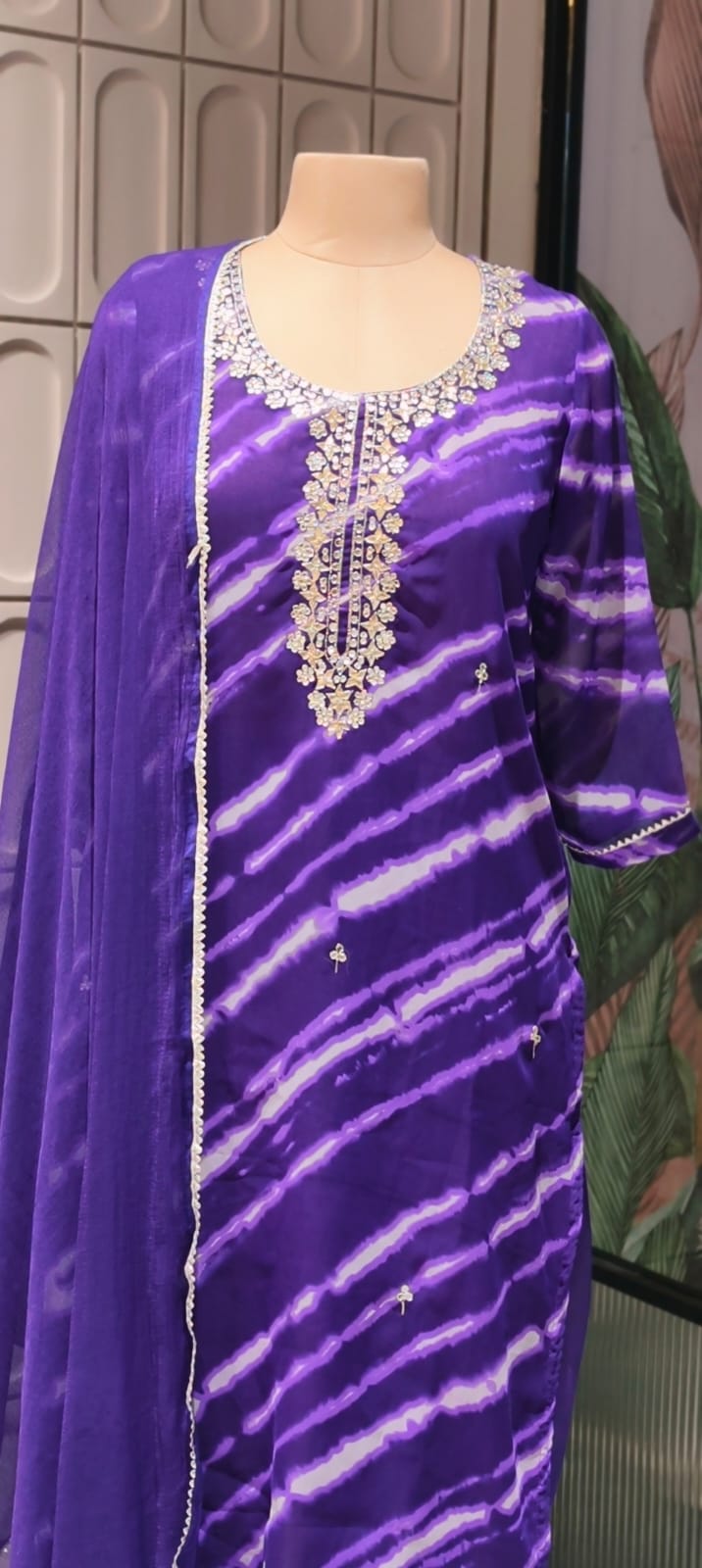 Gotta Touch Traditional Leheriya Pur Soft Georgette Full Suit Set With Dupatta- 15165