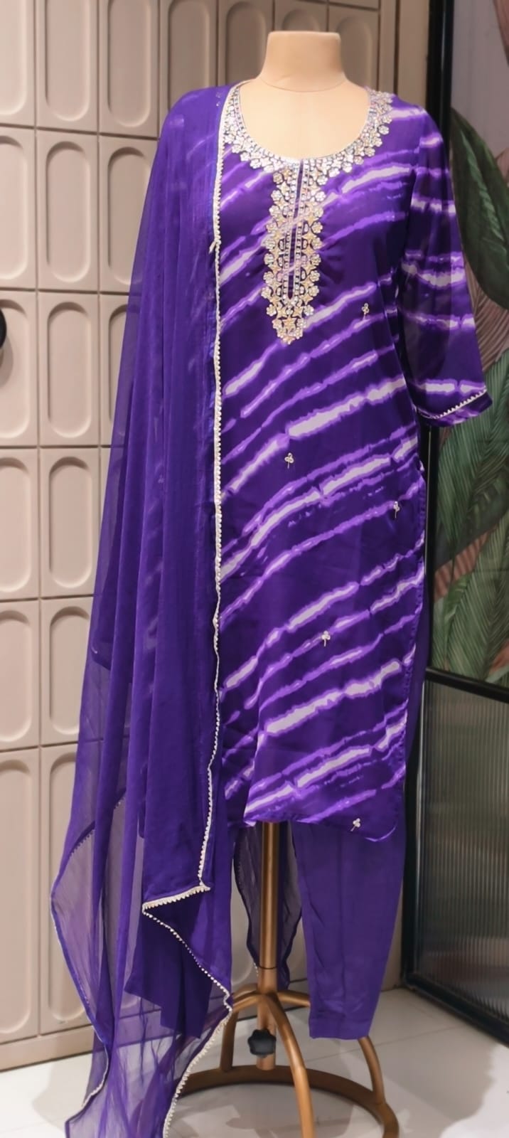 Gotta Touch Traditional Leheriya Pur Soft Georgette Full Suit Set With Dupatta- 15165