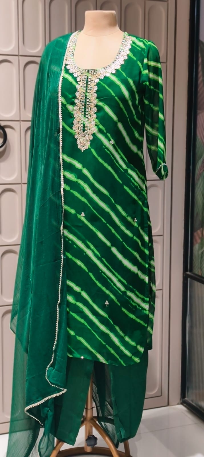 Gotta Touch Traditional Leheriya Pur Soft Georgette Full Suit Set With Dupatta- 15165