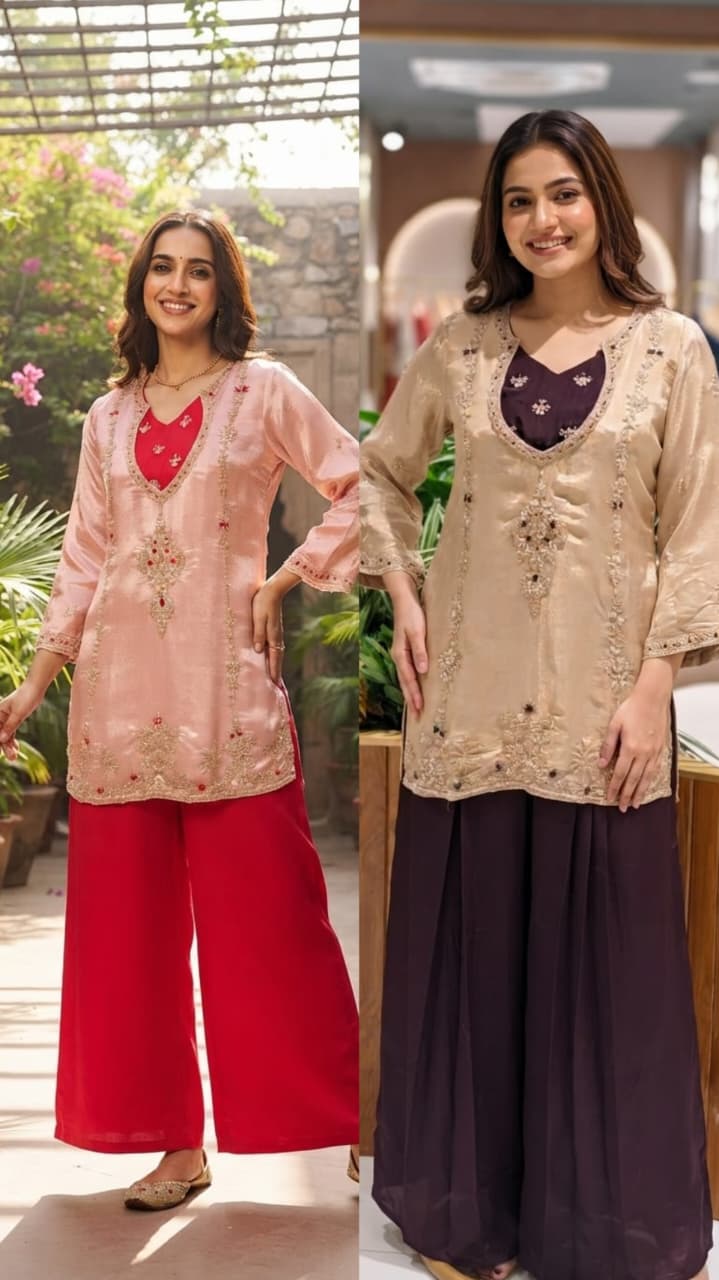 Elegant Zardosi Work Buster Style Festive Wear Fancy Co-Ord Set- 15370