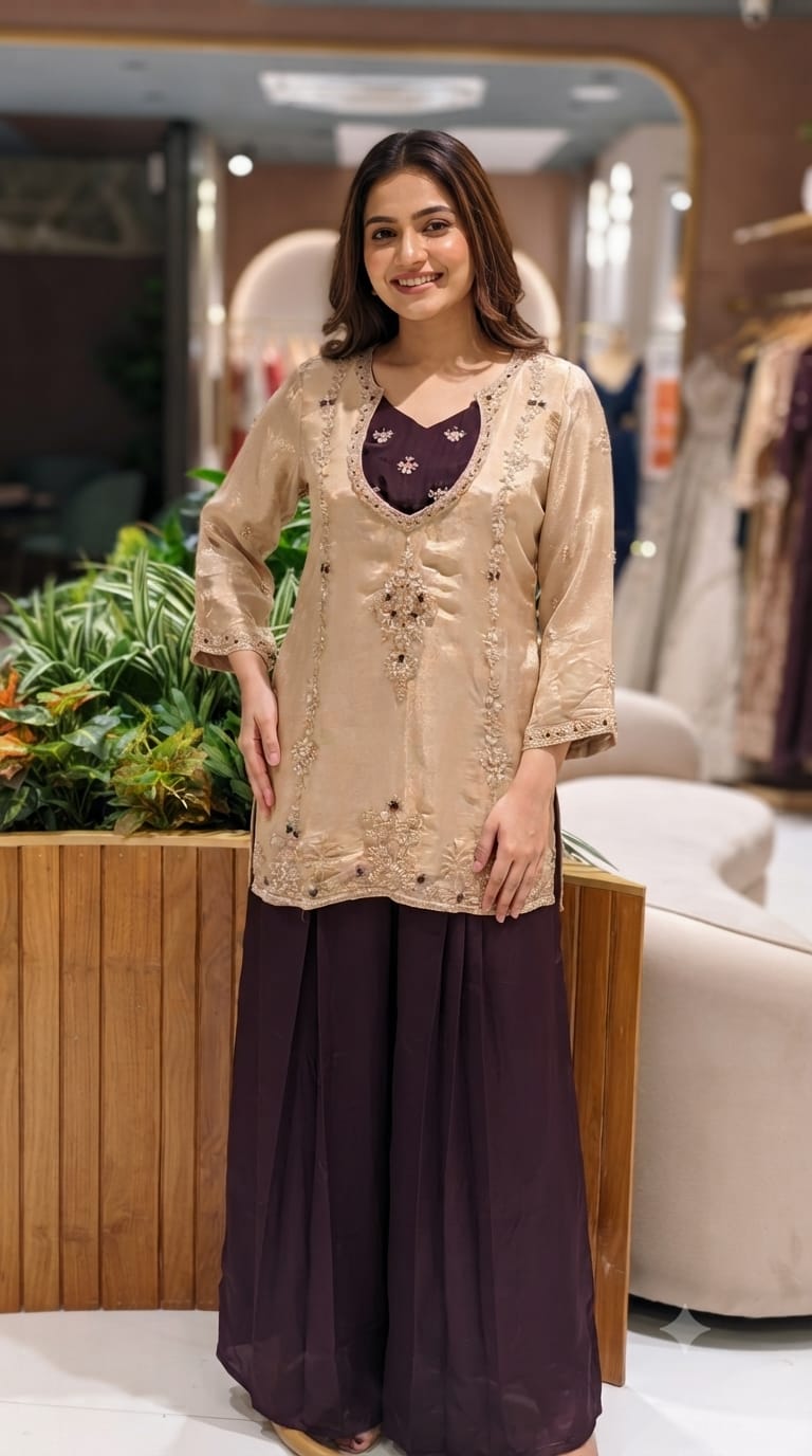 Elegant Zardosi Work Buster Style Festive Wear Fancy Co-Ord Set- 15370