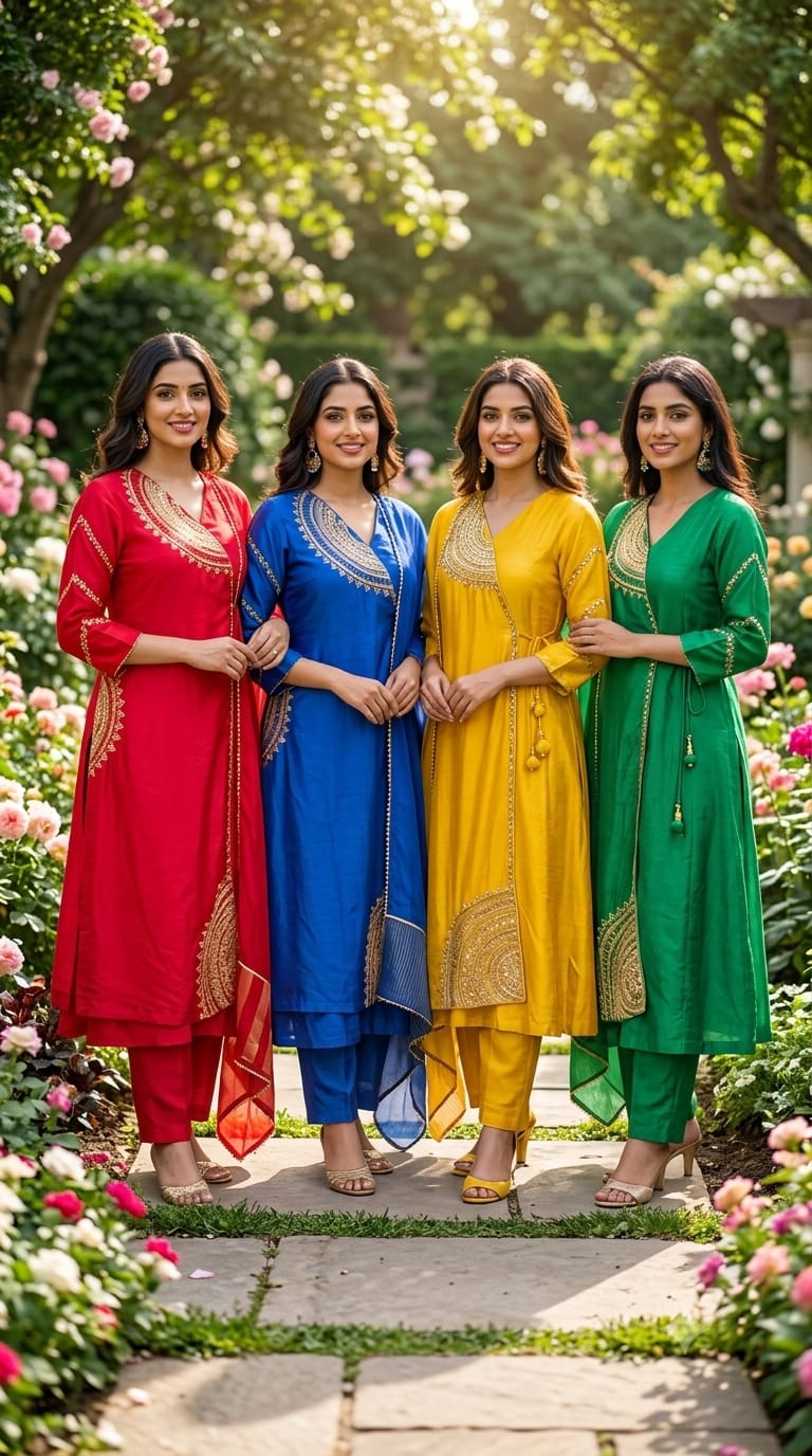 Half Phased Zardosi Embroidered Angrakha Style A-Line Russian Silk Full Suit Set with Dupatta- 15324