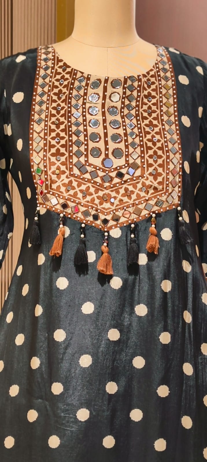 Boho Chich Tribal Inspired Multicolor Print Crepe Full Suit Set With Dupatta- 15417, 15120