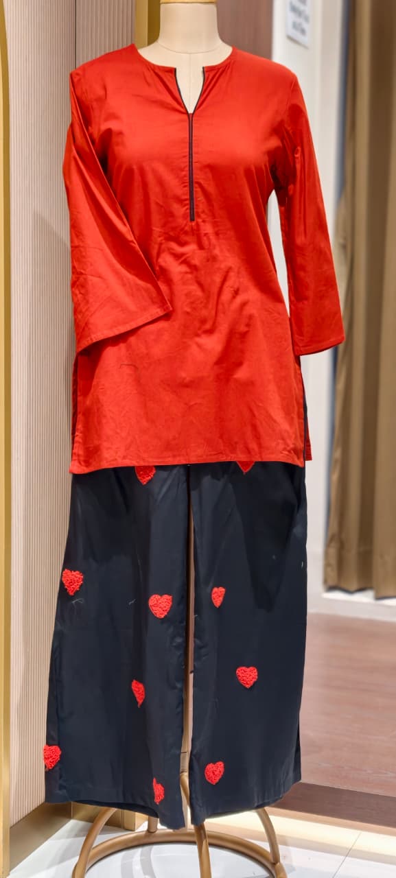 Minimal Prints Dual Tone Solid Co-Ord Set In Cotton Fabric- 15120