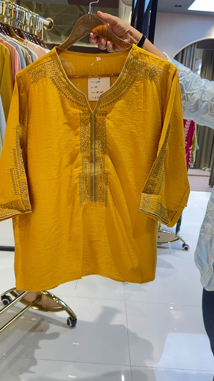Kashmiri Embroidery Over Neck & Sleeve Unique Imported Top- 15136