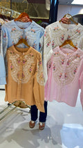 Floral Gardenia Embroidered Front Design Beautiful Imported Top- 15154
