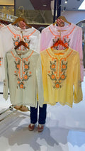 Premium Embroidered Cotton Summer Imported Western Casual Top- 15145