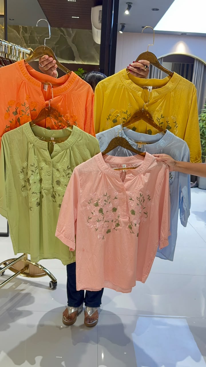 Women's Lightweight Floral Embroidered Peasant Top- 15132