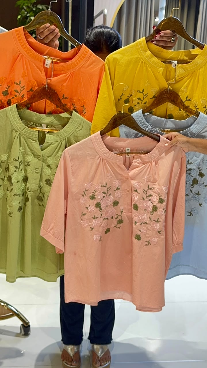 Women's Lightweight Floral Embroidered Peasant Top- 15132