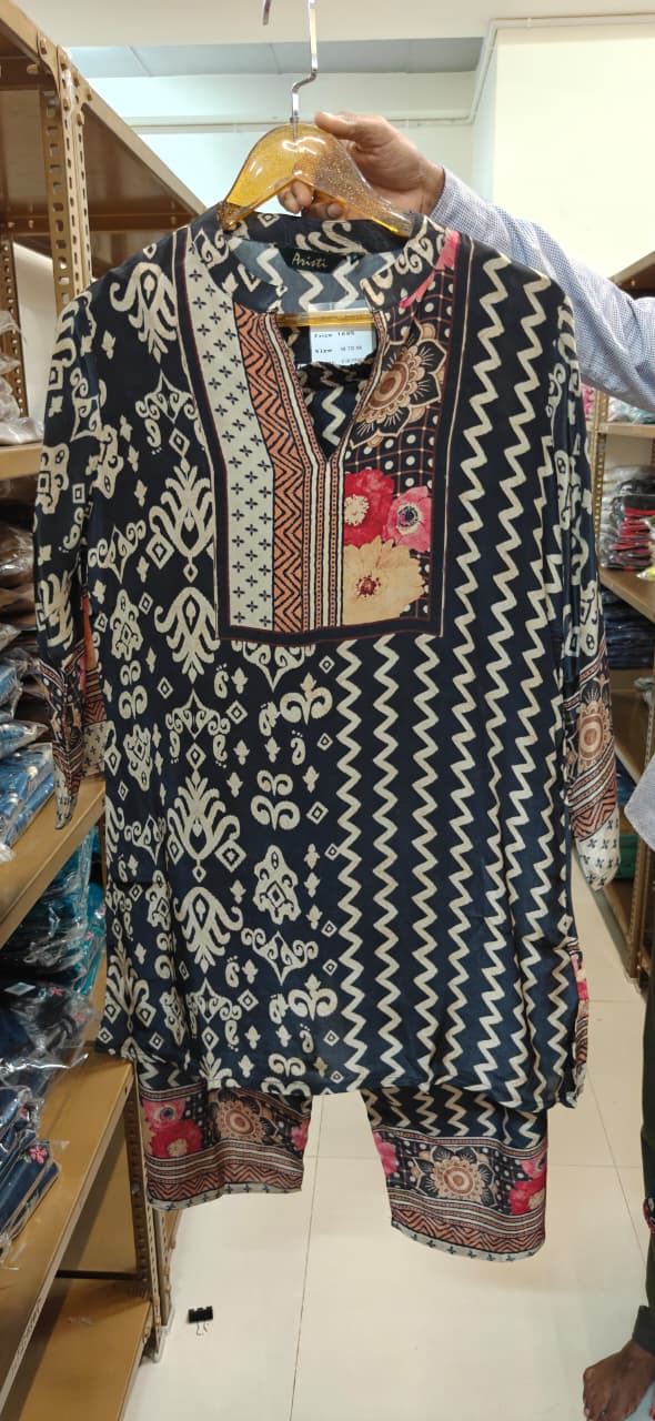 Colorful Multiprints Flowy Crepe Light Weight Casual Co-Ord Set- 15473