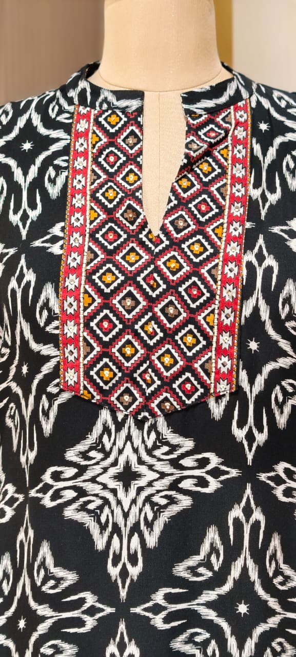 Illusional Floral Block Prints Abstract Yoke Cotton Co-Ord Set- 15471
