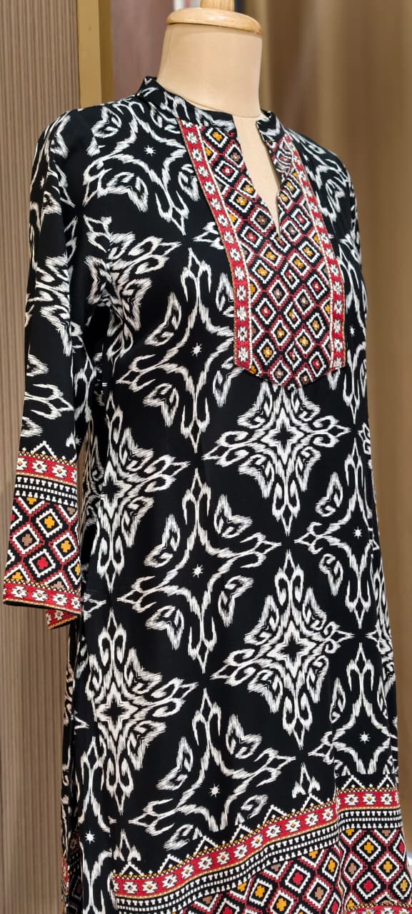 Illusional Floral Block Prints Abstract Yoke Cotton Co-Ord Set- 15471