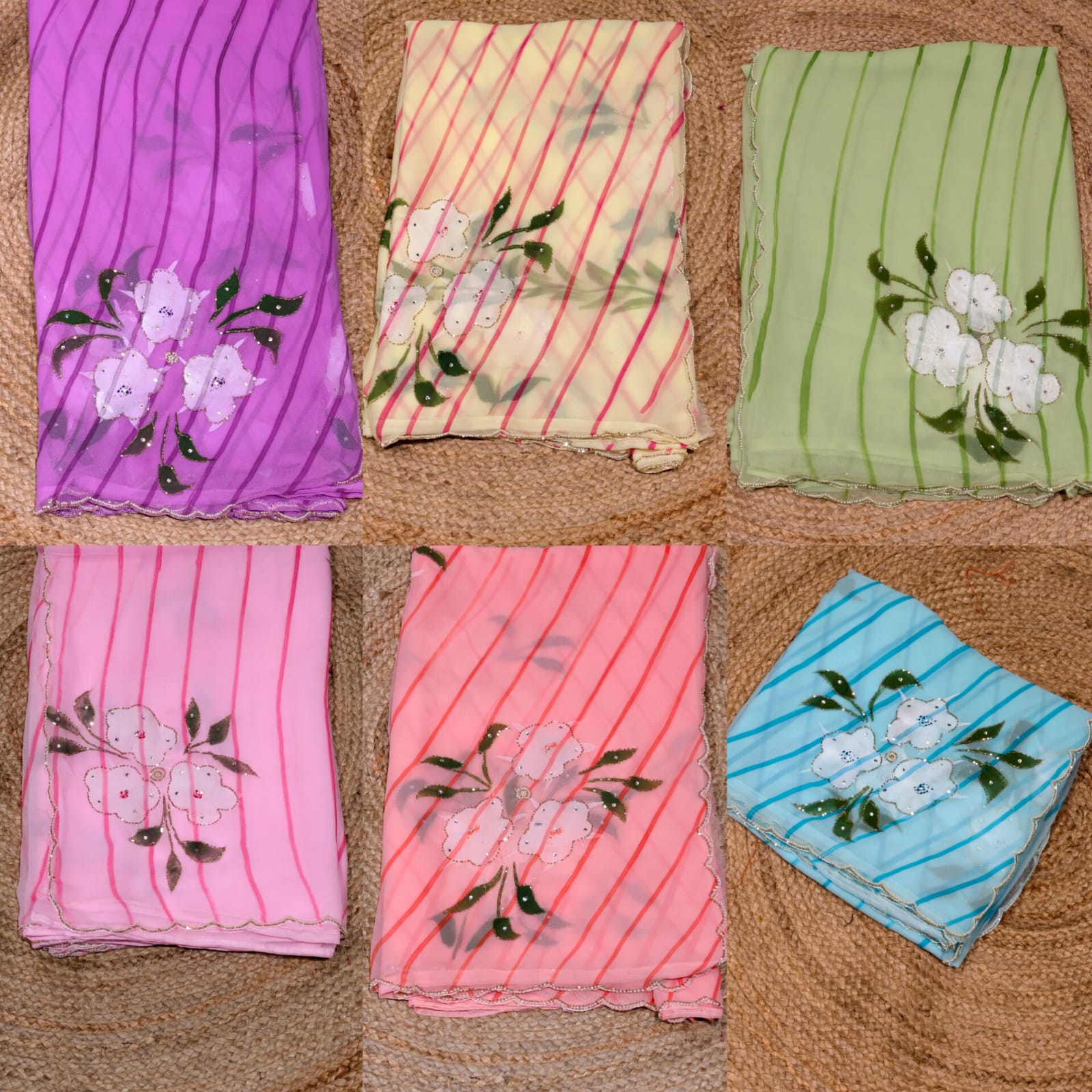 Elegant Digital Floral Prints With Glitter Highlights Semi-Georgette Saree With Unstitched Blouse- 15656